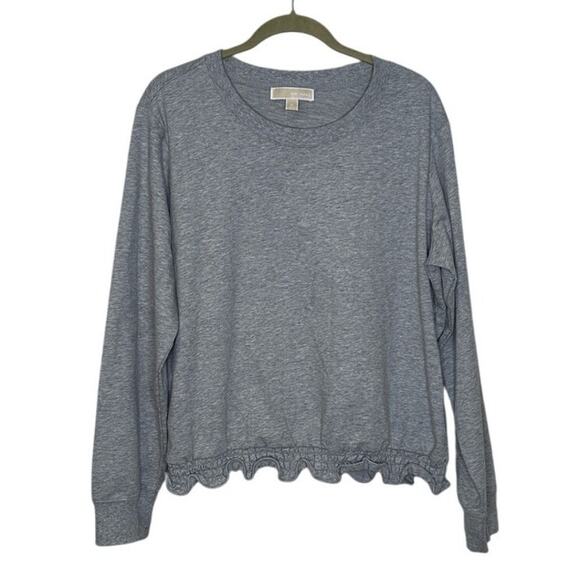 Michael Kors Gray ruffle waist crew neck top size XL - Picture 5 of 5